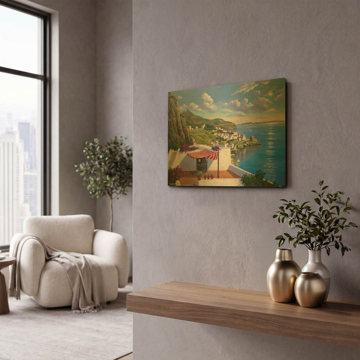 'Amalfi, Italy' By Eduardo Camoes Gold Metal Wall Art