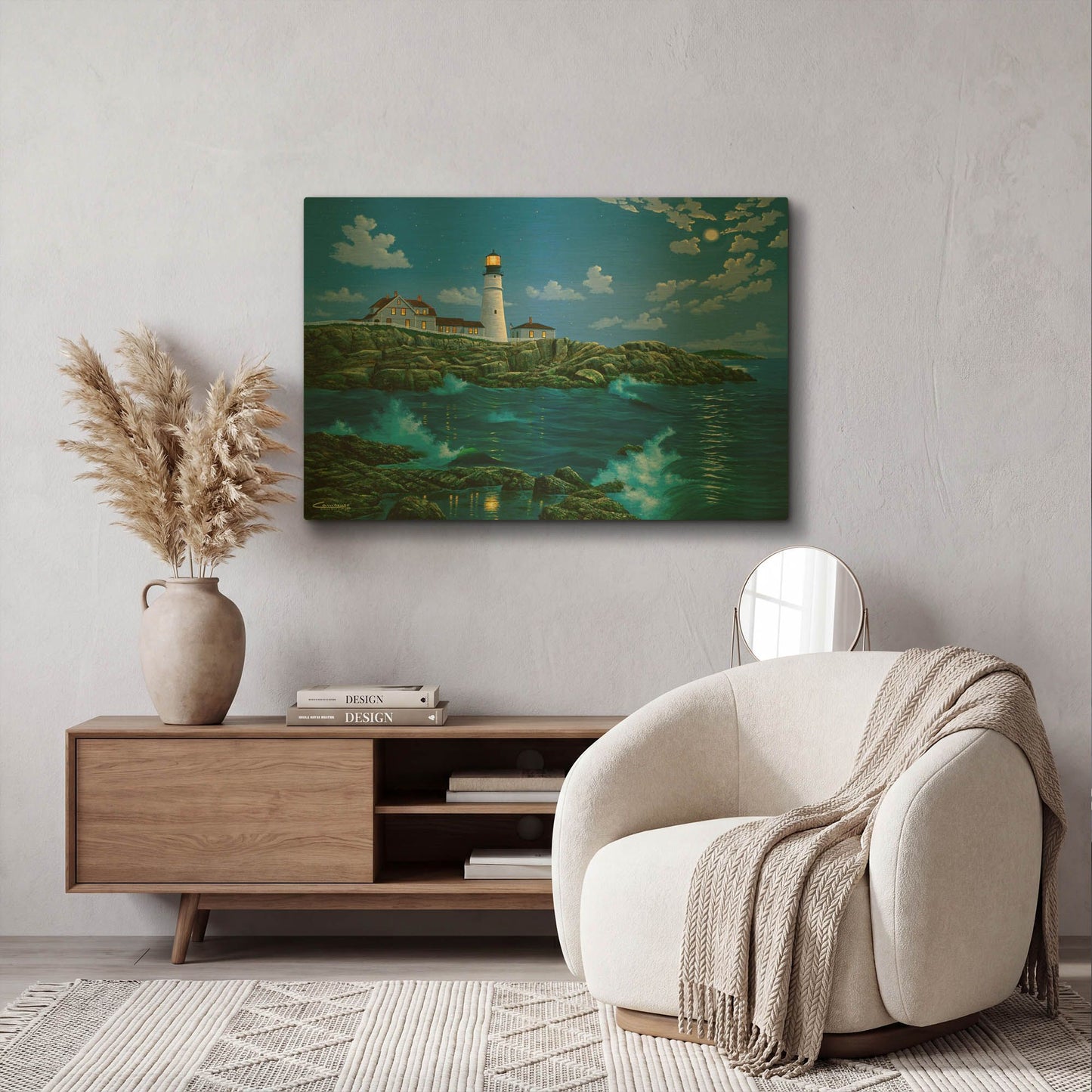 'Portland Head Light' By Eduardo Camoes Gold Metal Wall Art
