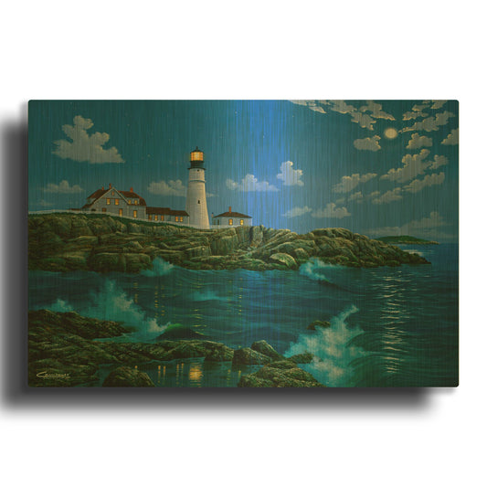 'Portland Head Light' By Eduardo Camoes Gold Metal Wall Art