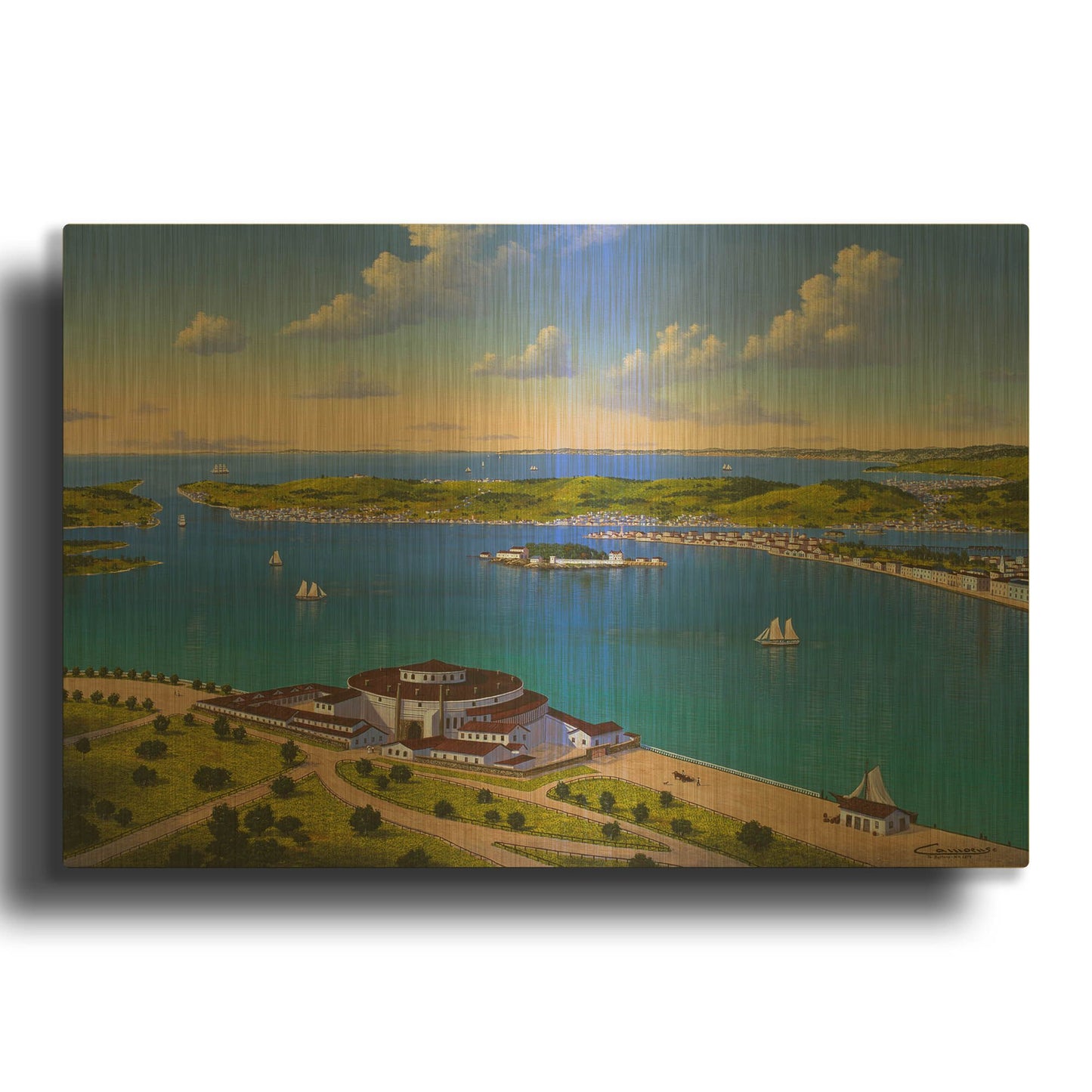 'The Battery, NY' By Eduardo Camoes Gold Metal Wall Art