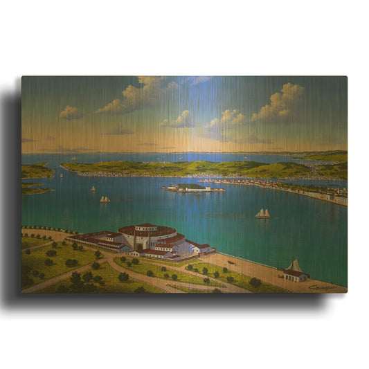 'The Battery, NY' By Eduardo Camoes Gold Metal Wall Art