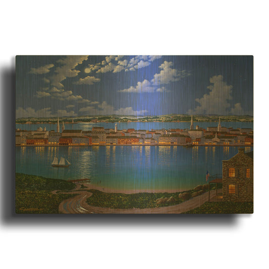 'New York From Brooklyn Heights 2' By Eduardo Camoes Gold Metal Wall Art