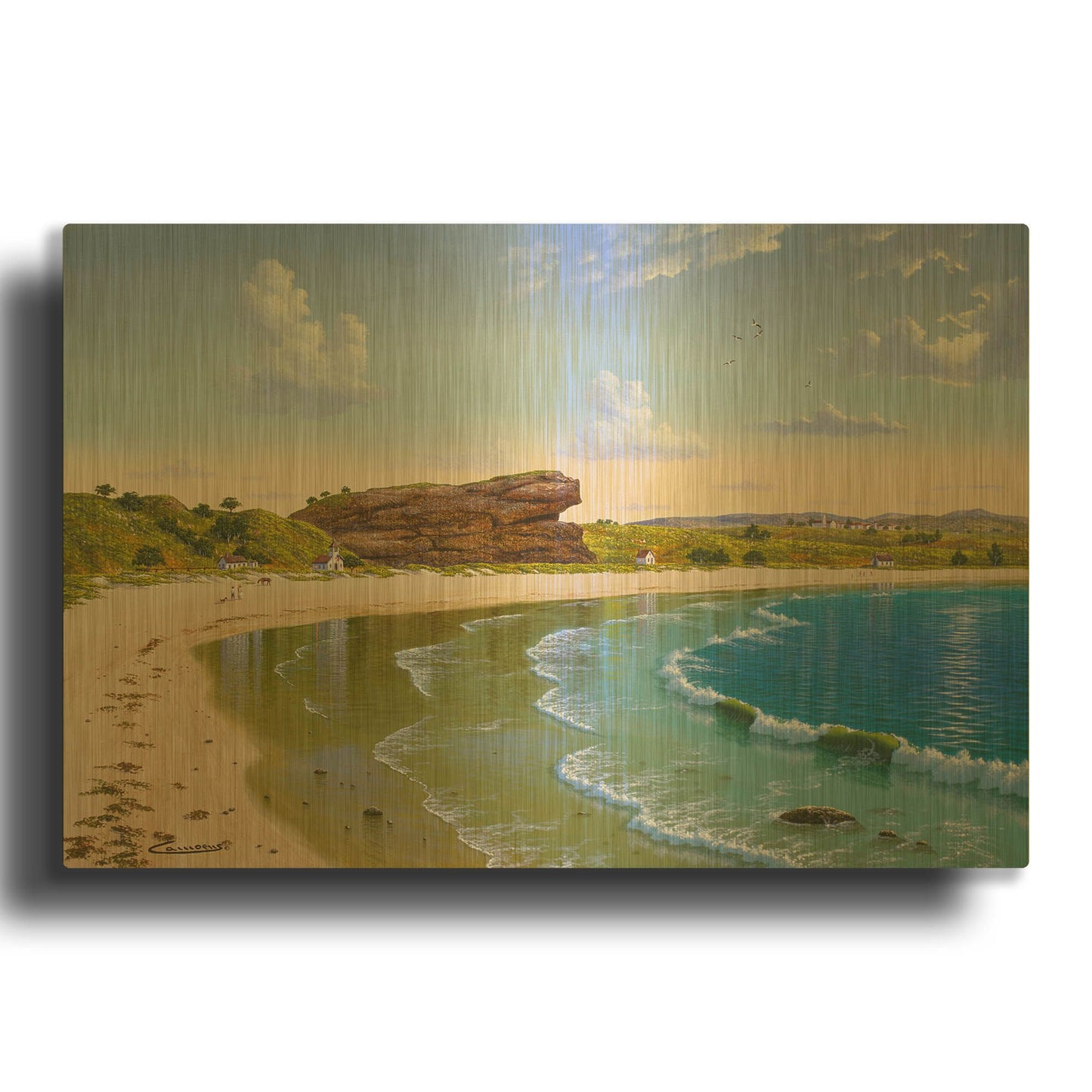 'Sachuest Beach' By Eduardo Camoes Gold Metal Wall Art