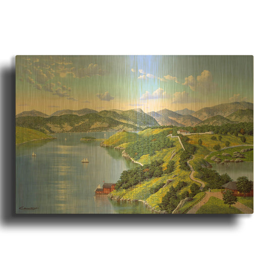'Hudson River Near West Point In 1865' By Eduardo Camoes Gold Metal Wall Art