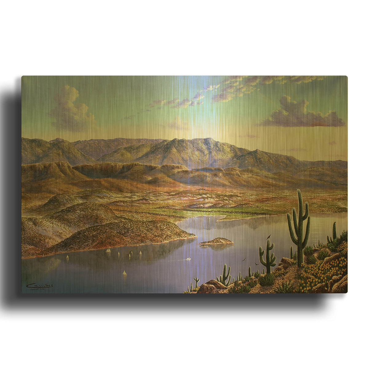 'Roosevelt Lake, AZ' By Eduardo Camoes Gold Metal Wall Art