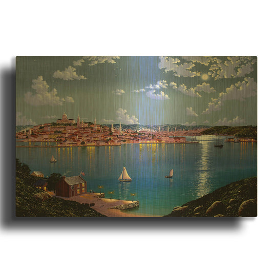 'Boston From Dorchester Heights In 1848' By Eduardo Camoes Gold Metal Wall Art