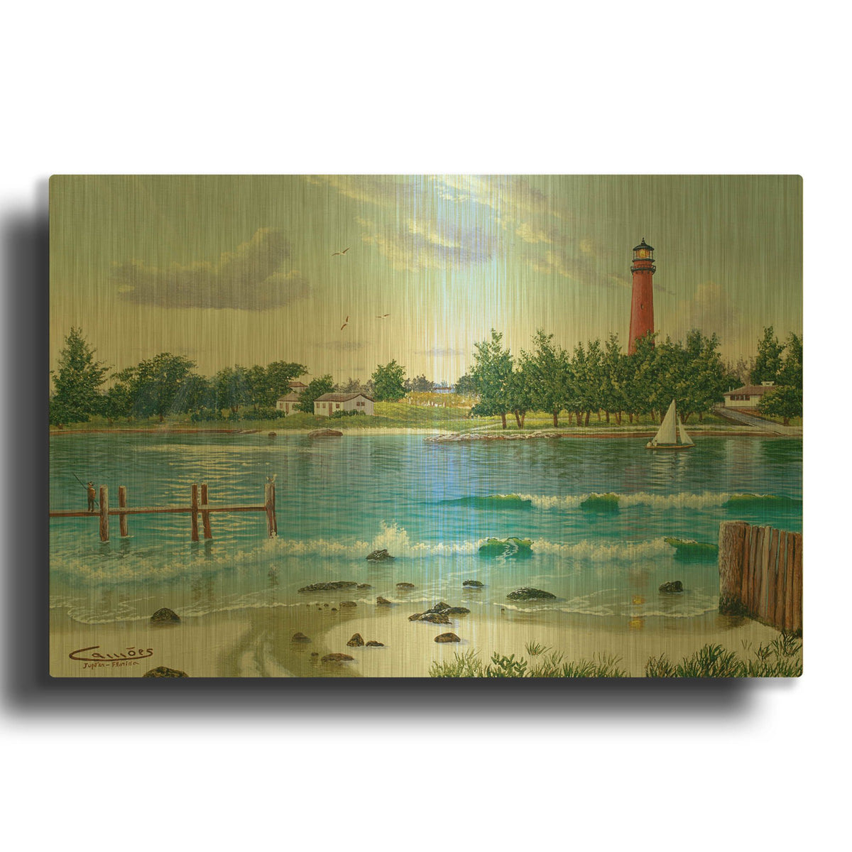 'Jupter Light 2' By Eduardo Camoes Gold Metal Wall Art