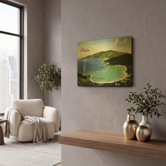 'Little Dix Bay, Virgin Islands' By Eduardo Camoes Gold Metal Wall Art