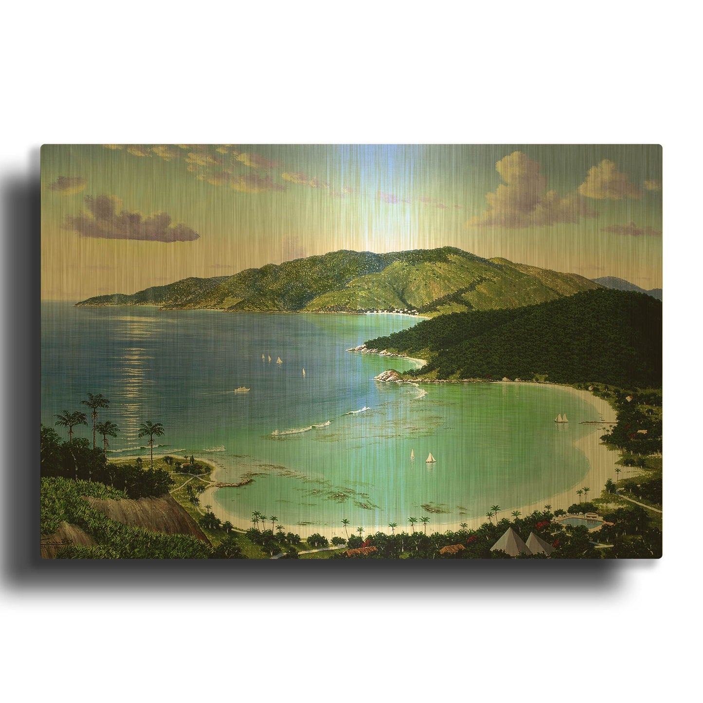 'Little Dix Bay, Virgin Islands' By Eduardo Camoes Gold Metal Wall Art