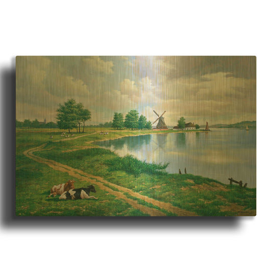 'A Dutch Landscape' By Eduardo Camoes Gold Metal Wall Art