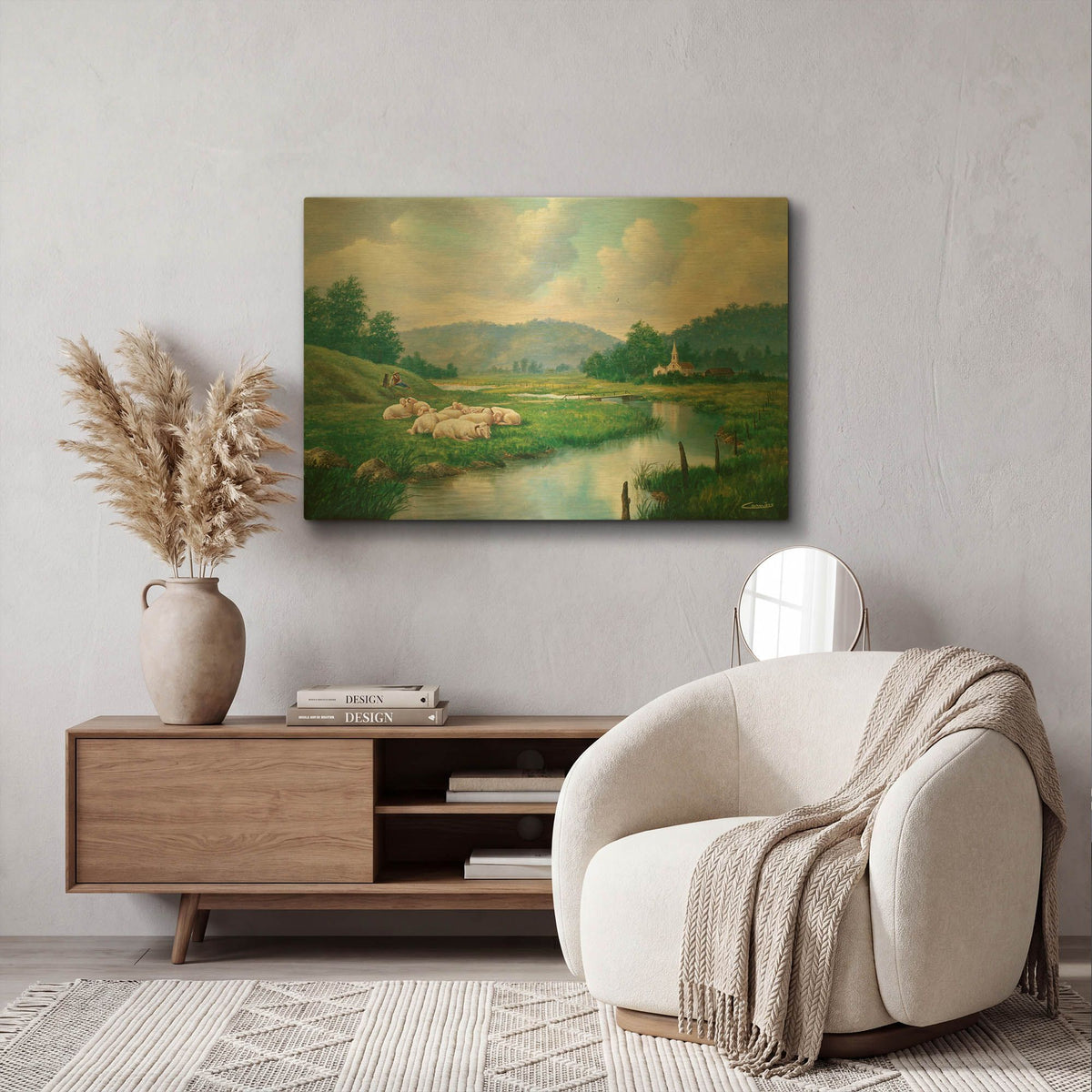 'The Shepperd Rest' By Eduardo Camoes Gold Metal Wall Art