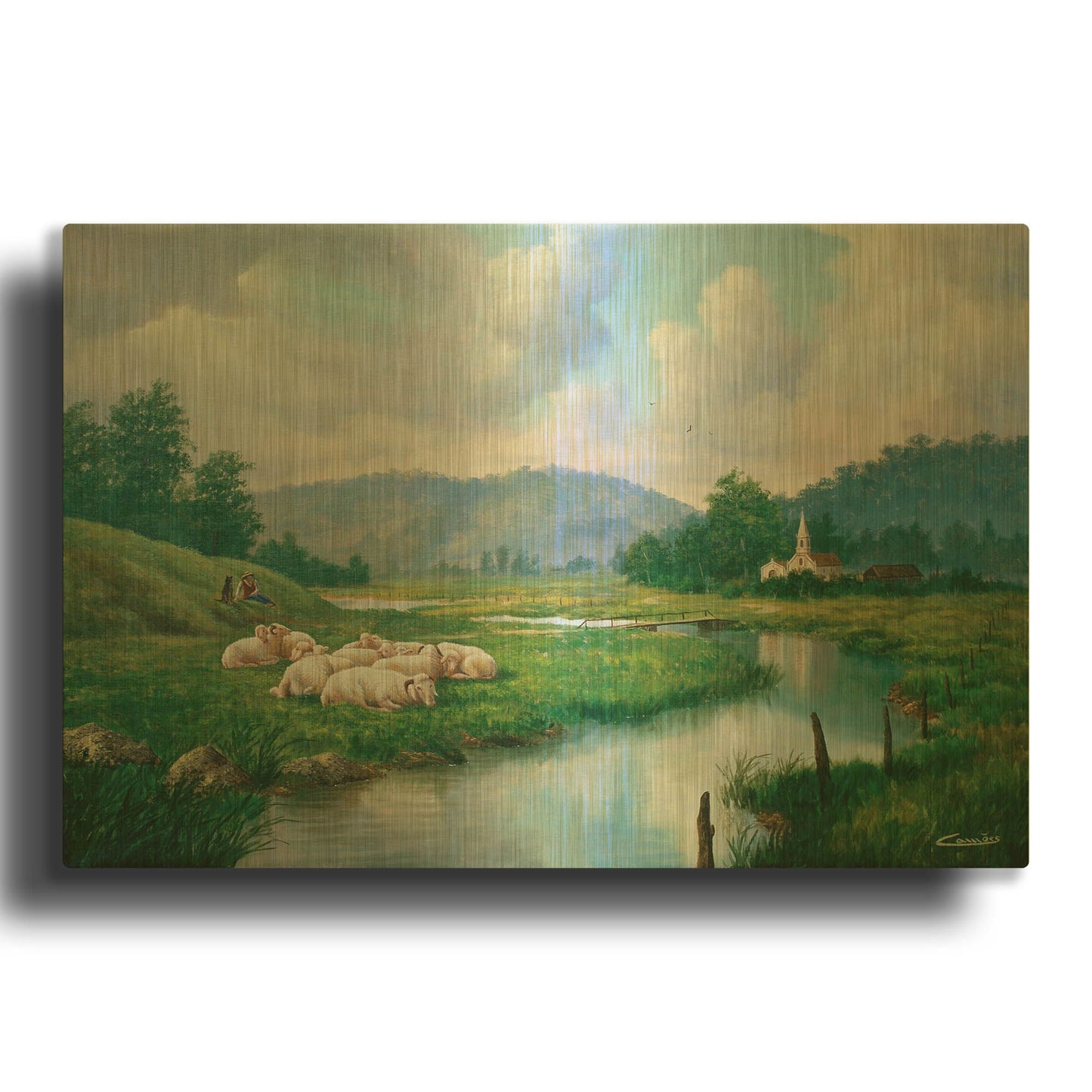 'The Shepperd Rest' By Eduardo Camoes Gold Metal Wall Art