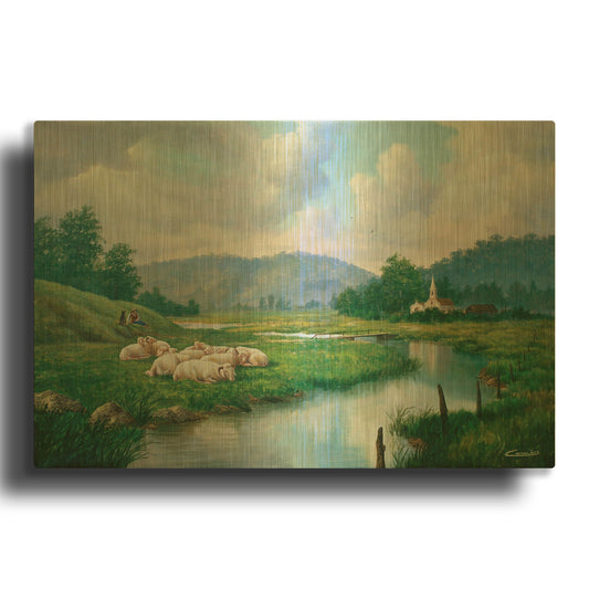 'The Shepperd Rest' By Eduardo Camoes Gold Metal Wall Art