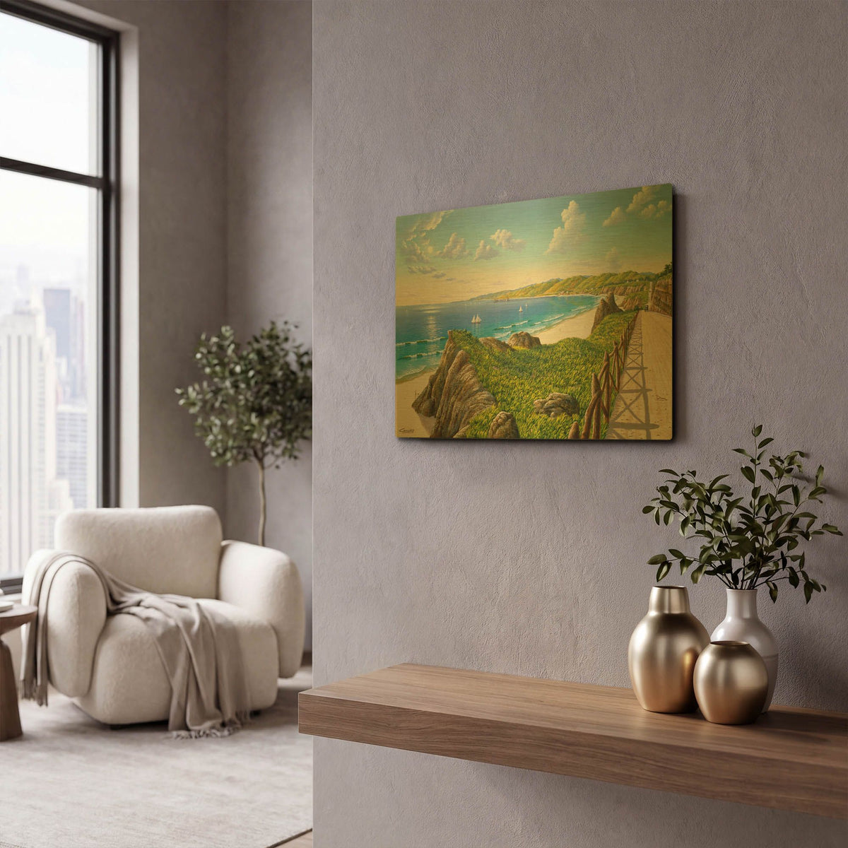 'California Incline 1915' By Eduardo Camoes Gold Metal Wall Art