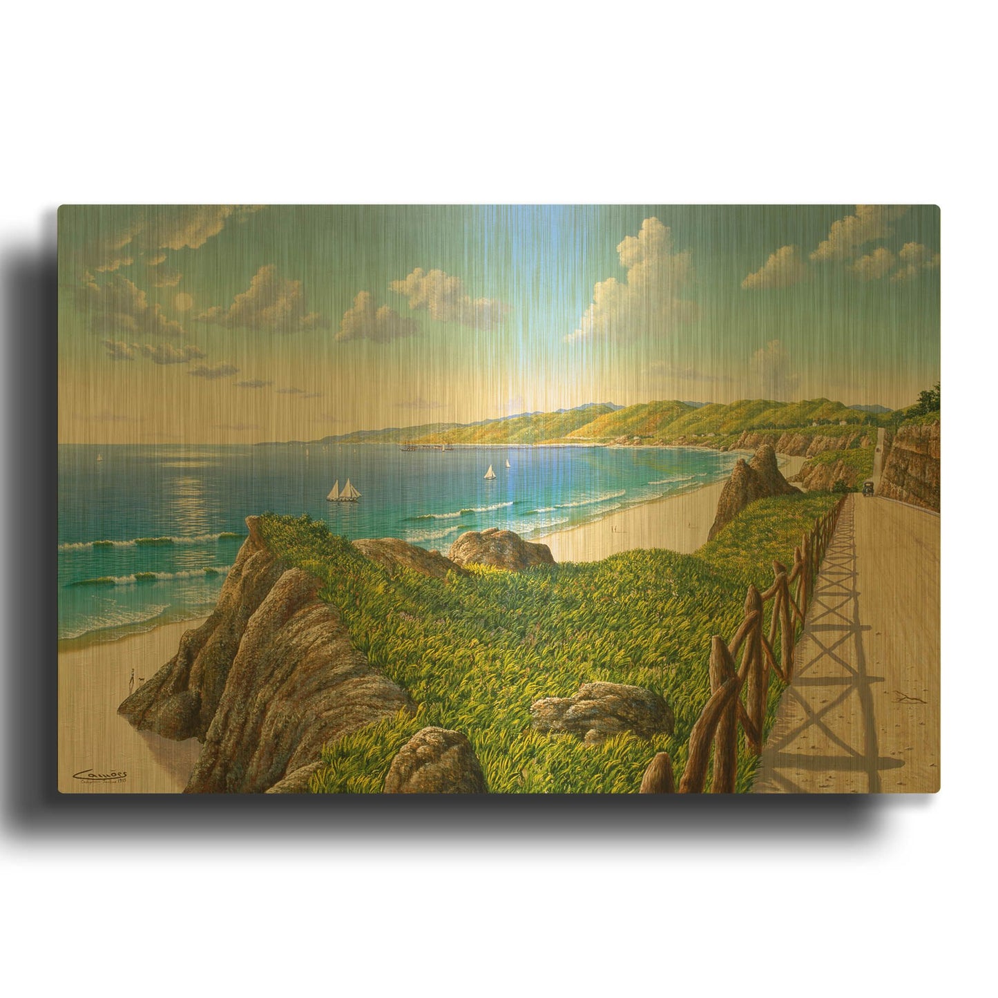 'California Incline 1915' By Eduardo Camoes Gold Metal Wall Art
