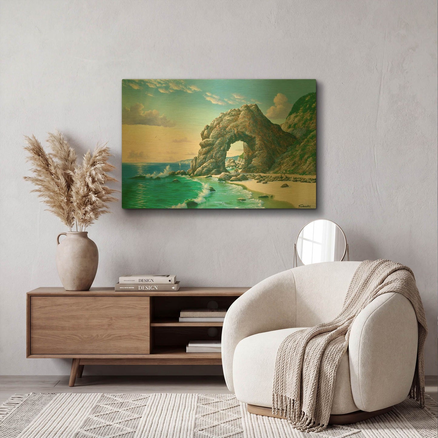 'Arch Near Topanga Beach 1905' By Eduardo Camoes Gold Metal Wall Art