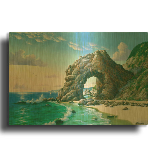 'Arch Near Topanga Beach 1905' By Eduardo Camoes Gold Metal Wall Art