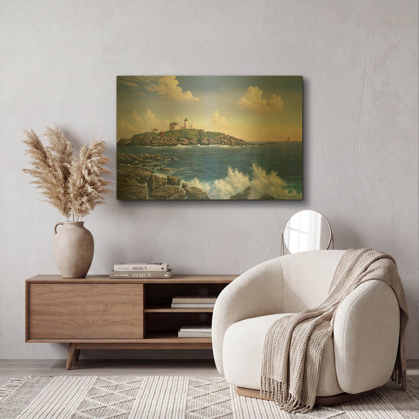 'Cape Neddick, Maine' By Eduardo Camoes Gold Metal Wall Art