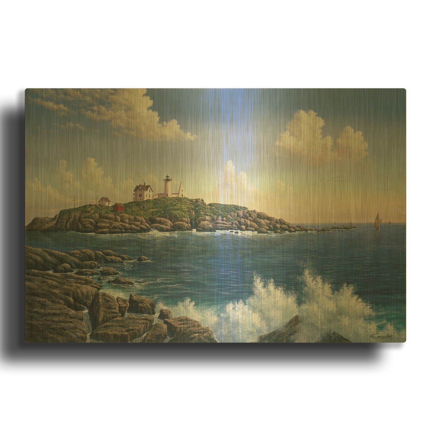 'Cape Neddick, Maine' By Eduardo Camoes Gold Metal Wall Art