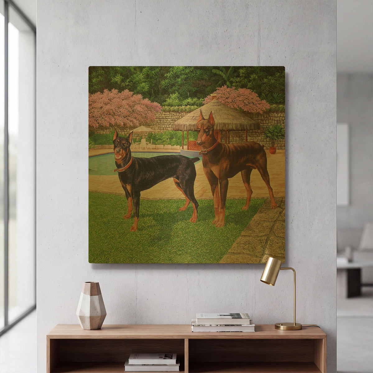 'Dobermanns' By Eduardo Camoes Gold Metal Wall Art