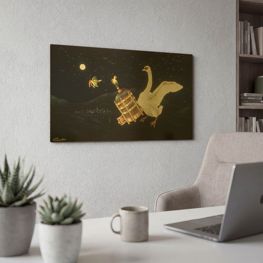 'Night Birds' By Eduardo Camoes Gold Metal Wall Art