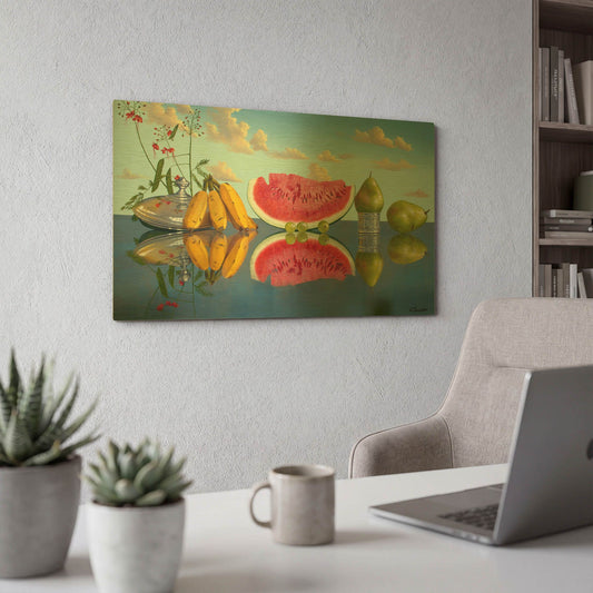 'Fruit Reflections' By Eduardo Camoes Gold Metal Wall Art