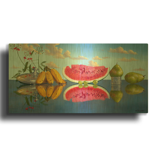 'Fruit Reflections' By Eduardo Camoes Gold Metal Wall Art