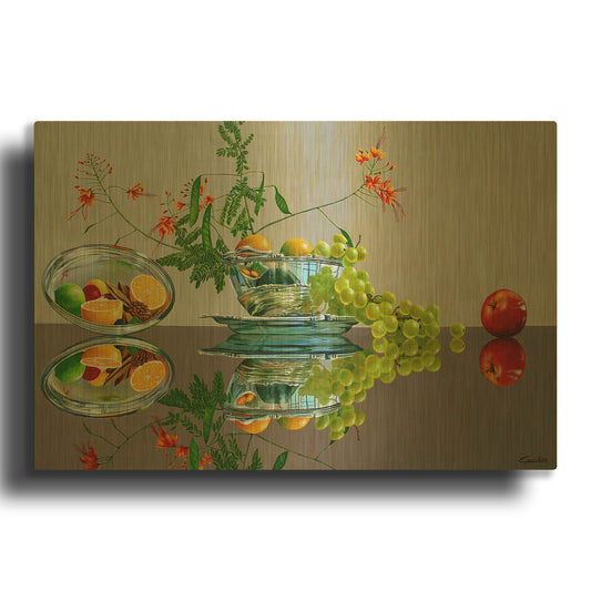 'Fruit Reflections 2' By Eduardo Camoes Gold Metal Wall Art
