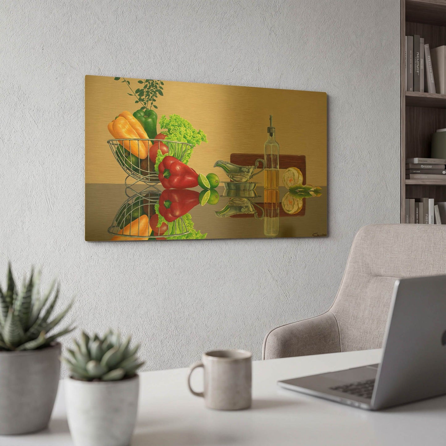 'Fruit Reflections 3' By Eduardo Camoes Gold Metal Wall Art