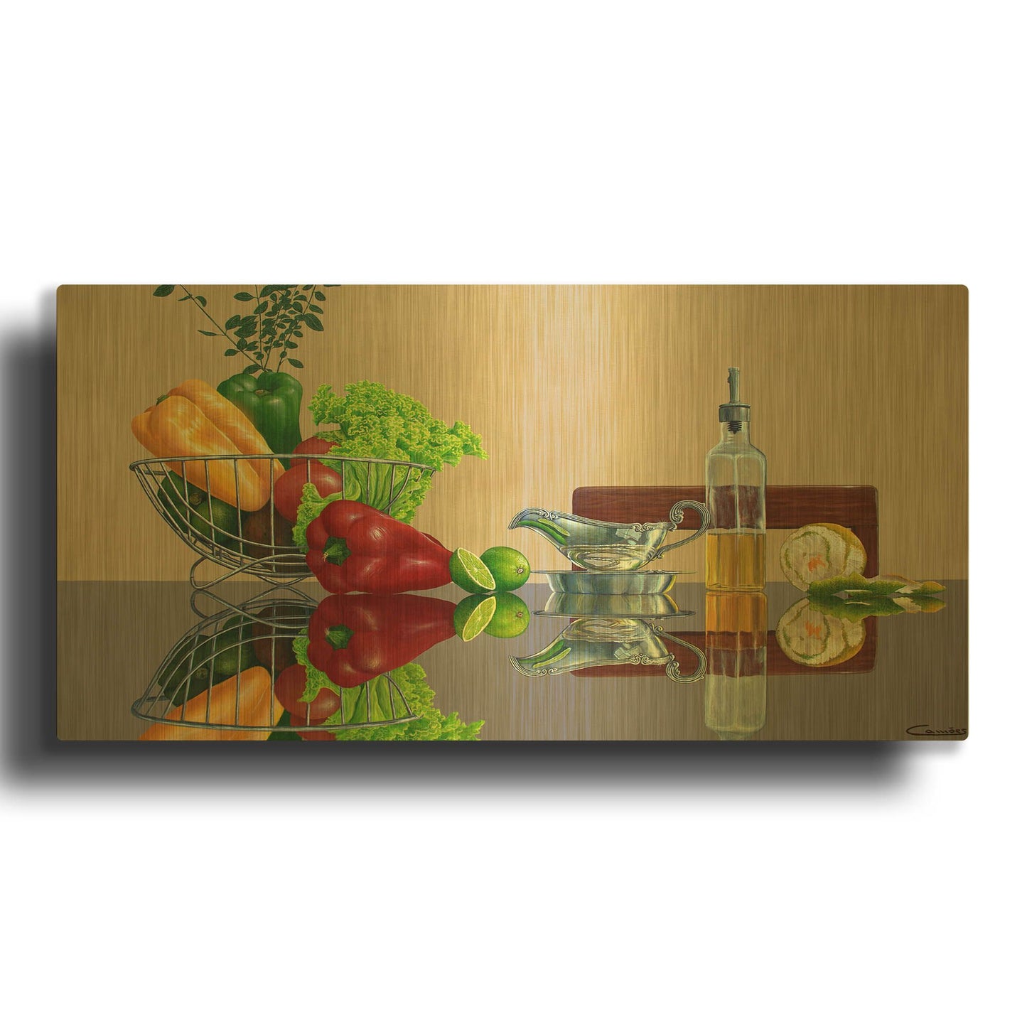 'Fruit Reflections 3' By Eduardo Camoes Gold Metal Wall Art