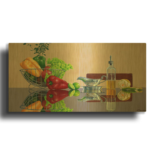 'Fruit Reflections 3' By Eduardo Camoes Gold Metal Wall Art