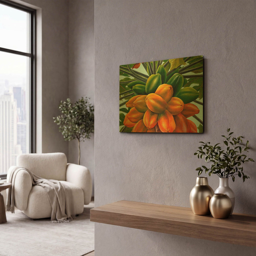 'Papayas' By Eduardo Camoes Gold Metal Wall Art