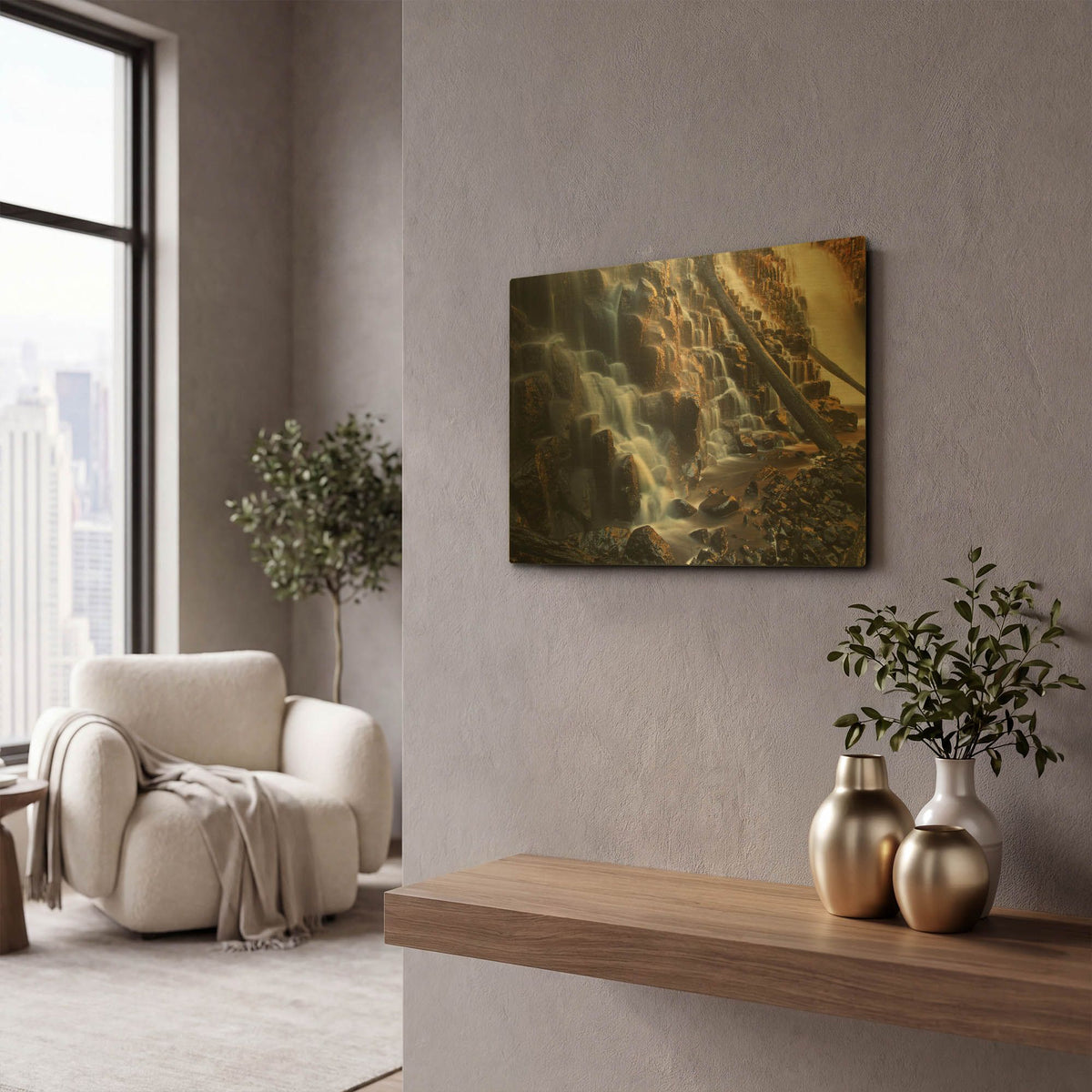 'Dip Falls' By Everlook Photography Gold Metal Wall Art