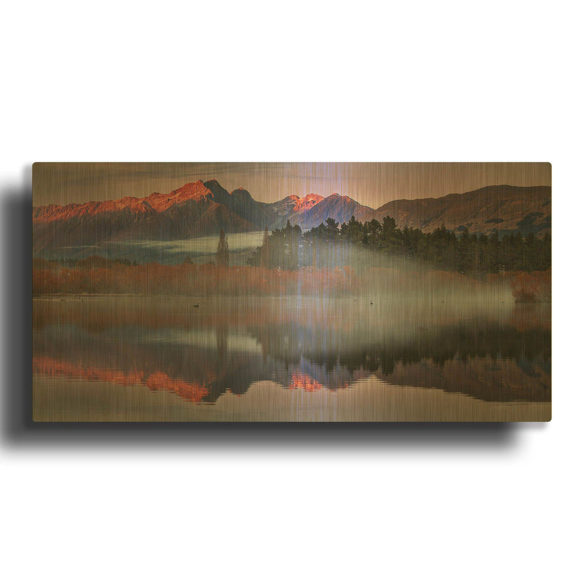 'Glenorchy Mists' By Everlook Photography Gold Metal Wall Art