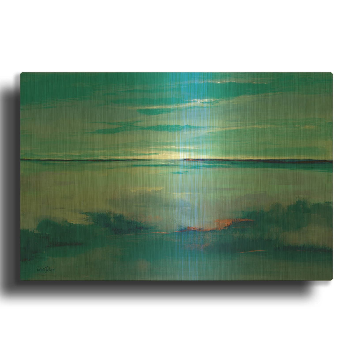 'Blue Ciel' By Victoria Jackson Gold Metal Wall Art