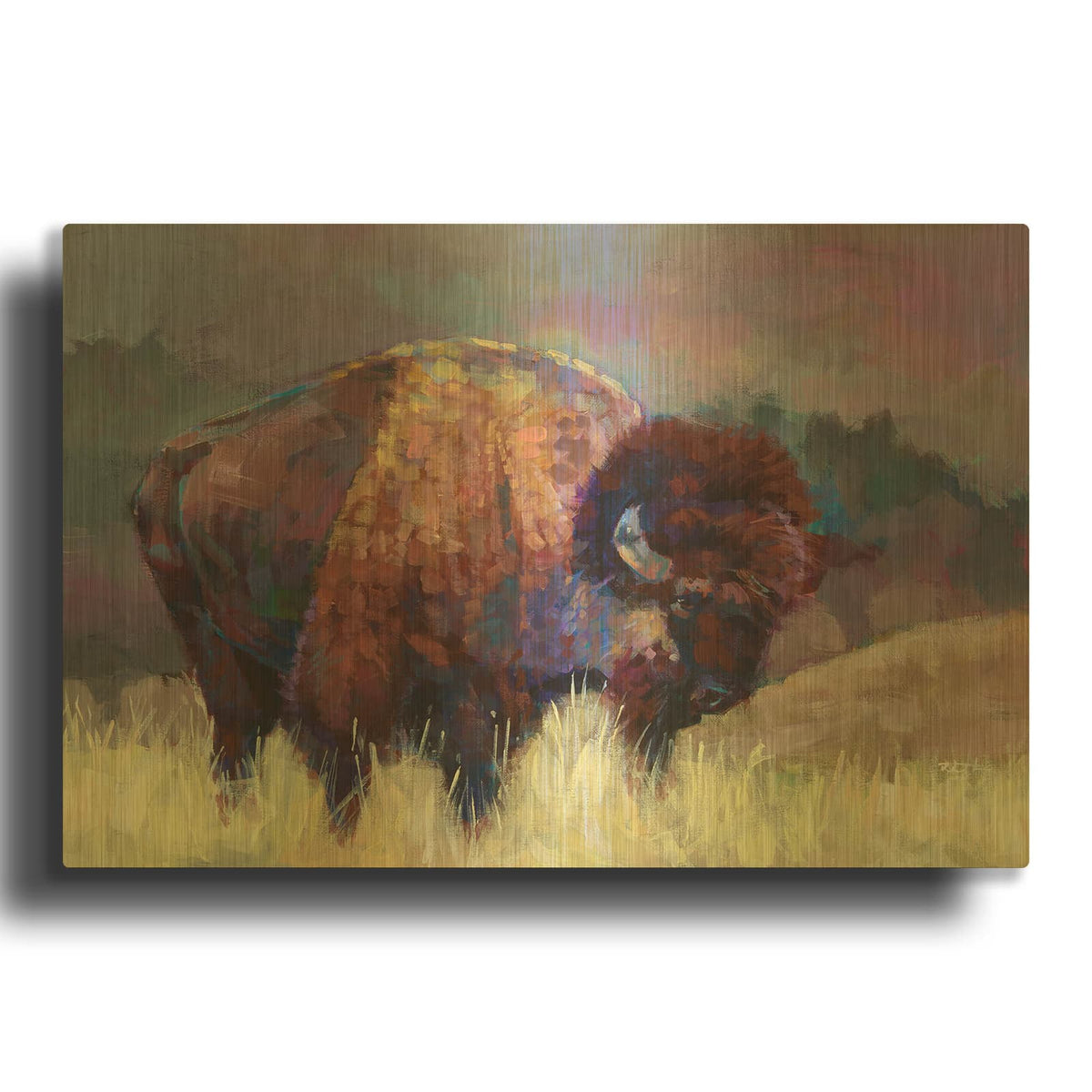 'Buffalo Roam' By Robert Jackson Gold Metal Wall Art