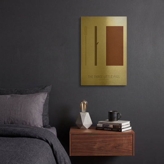 'Three Little Pigs' By Christian Jackson Gold Metal Wall Art