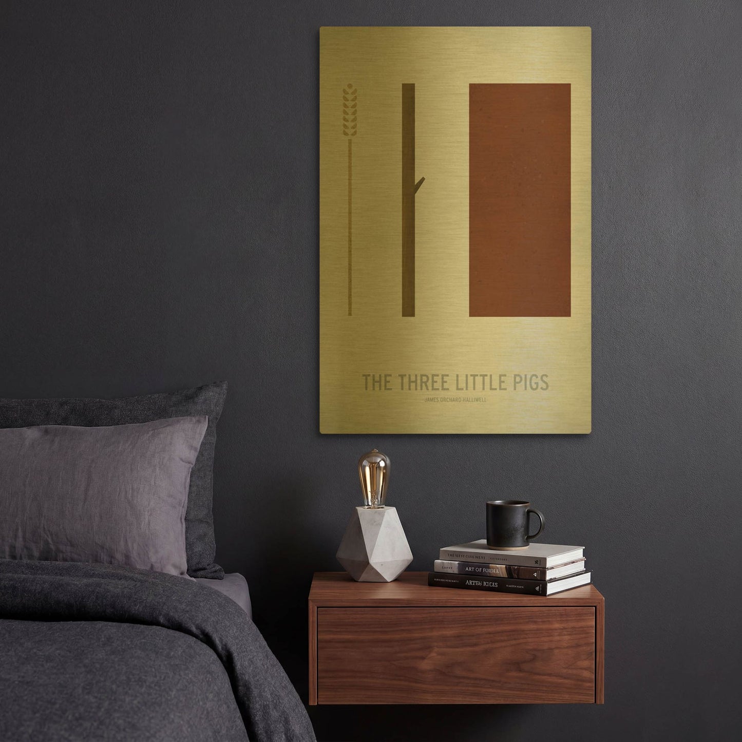 'Three Little Pigs' By Christian Jackson Gold Metal Wall Art