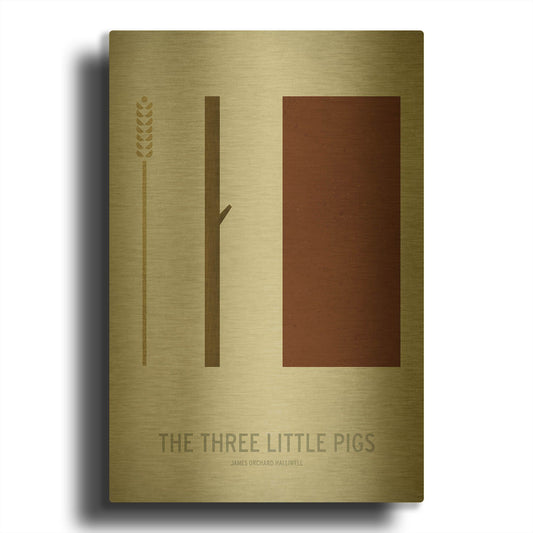 'Three Little Pigs' By Christian Jackson Gold Metal Wall Art