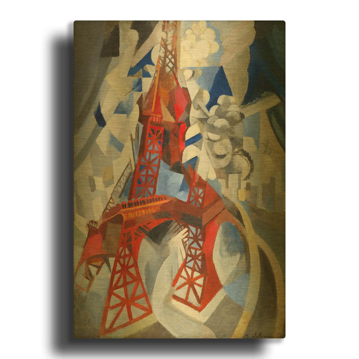 'Red Eiffel Tower' By Robert Delaunay Gold Metal Wall Art