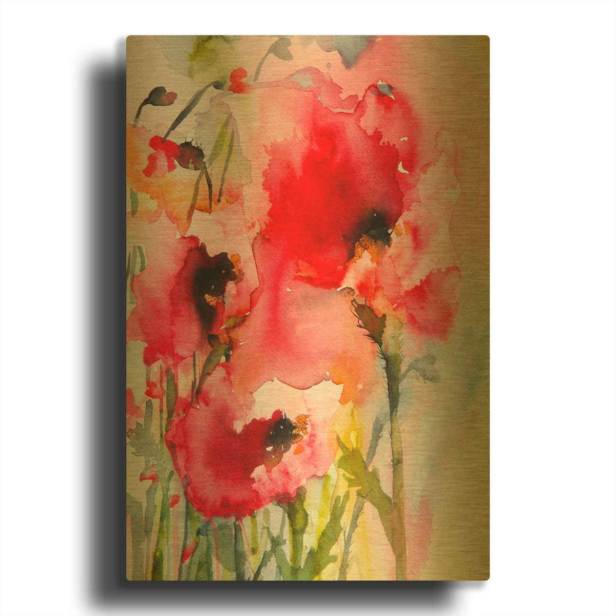 'Summer Poppies' By Karin J Gold Metal Wall Art