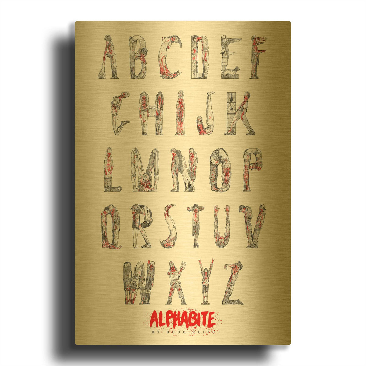 'Alphabite' By Doug Keith Gold Metal Wall Art