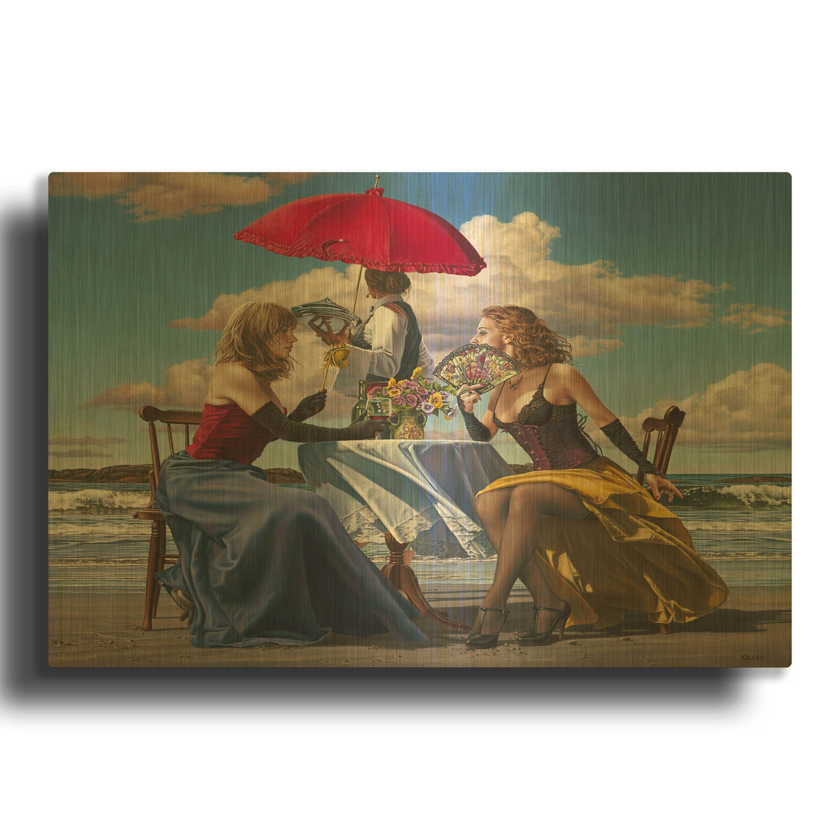 'Cafe Oceanus' By Paul Kelley Gold Metal Wall Art