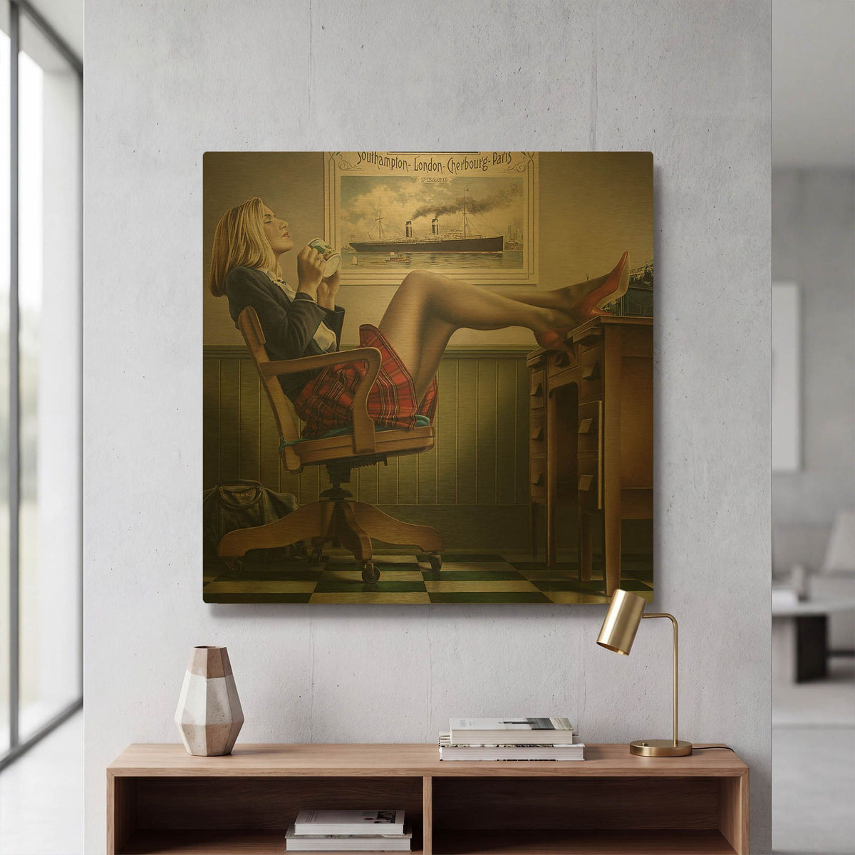 'Coffee Break' By Paul Kelley Gold Metal Wall Art