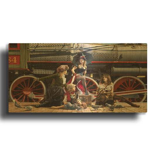 'Last Train for the Coast' By Paul Kelley Gold Metal Wall Art