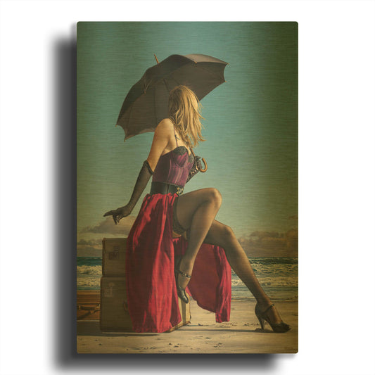 'On Crescent Beach' By Paul Kelley Gold Metal Wall Art