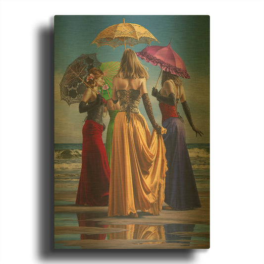 'Parasols' By Paul Kelley Gold Metal Wall Art