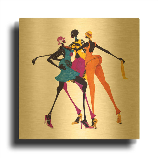 'Hips Hips Hips' By Shan Kelly Gold Metal Wall Art