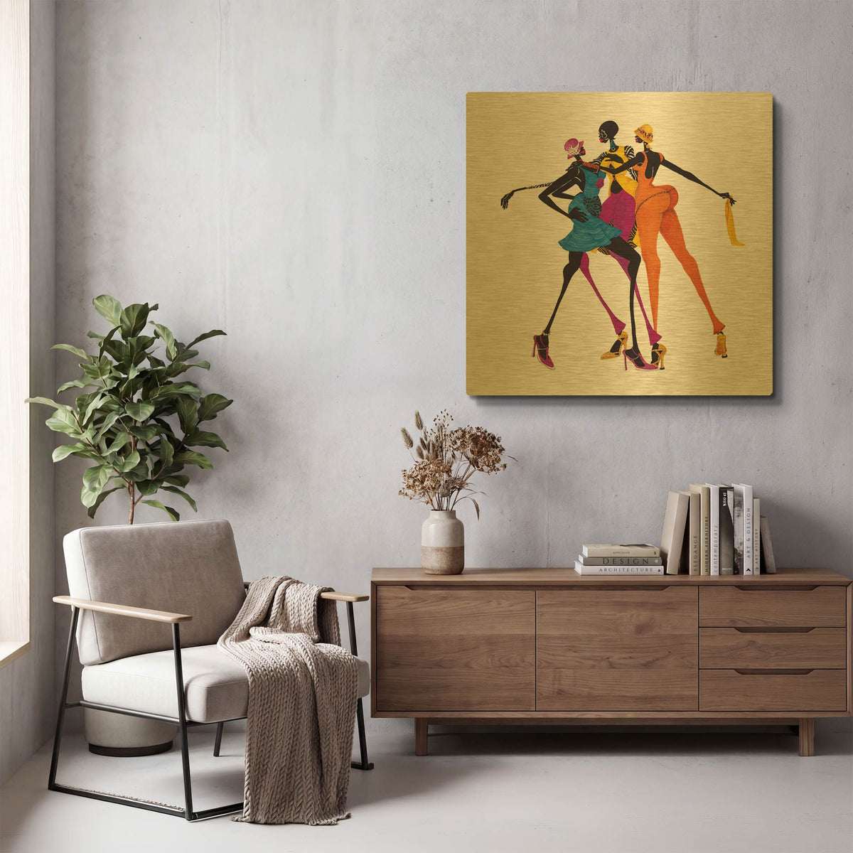 'Hips Hips Hips' By Shan Kelly Gold Metal Wall Art