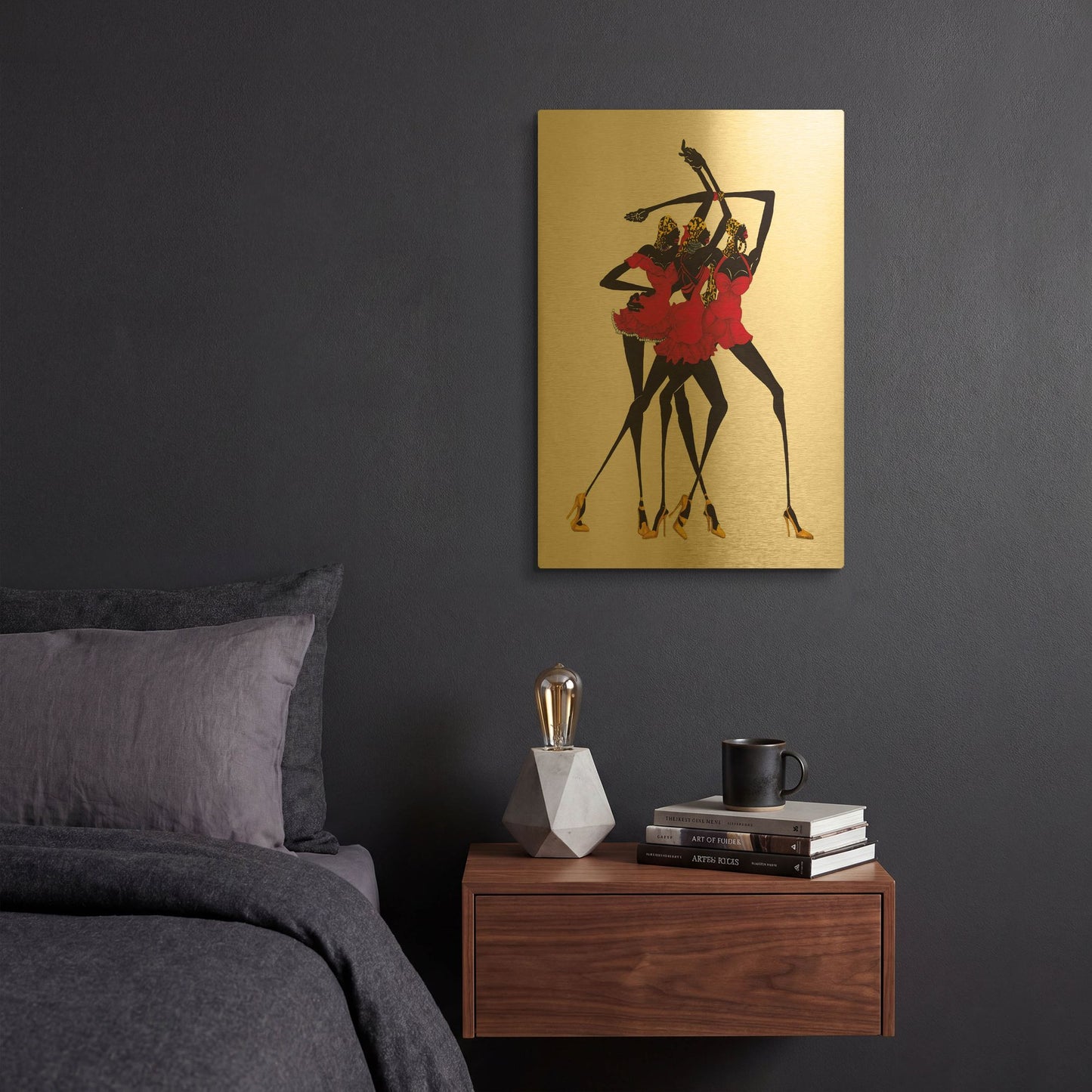 'Little Red Dress' By Shan Kelly Gold Metal Wall Art